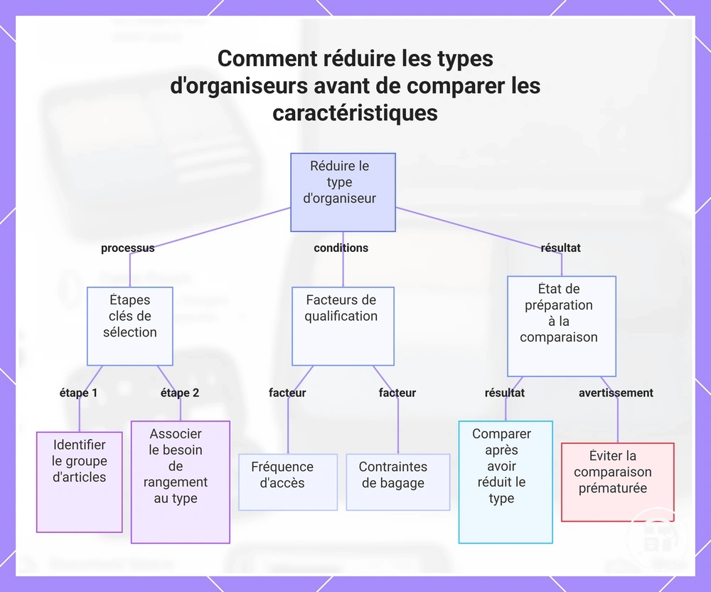 Comment réduire les types d'organiseurs avant de comparer les caractéristiques