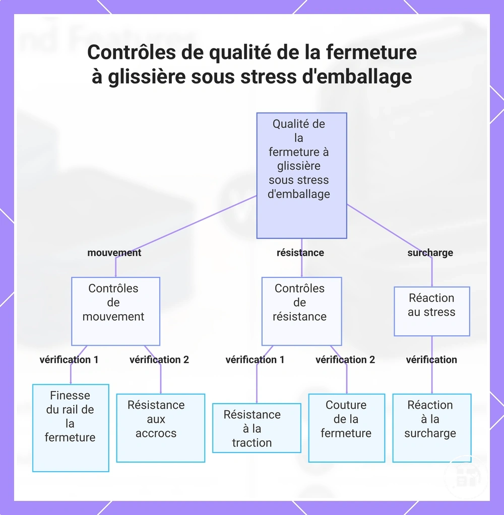 Contrôles de qualité de la fermeture à glissière sous stress d'emballage