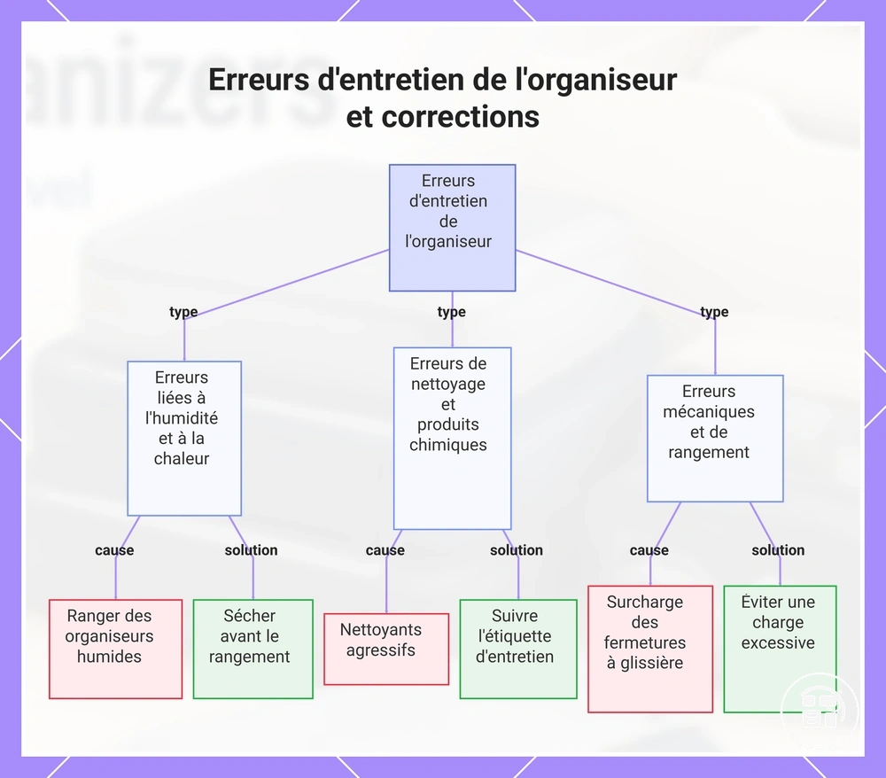 Erreurs d'entretien de l'organiseur et corrections