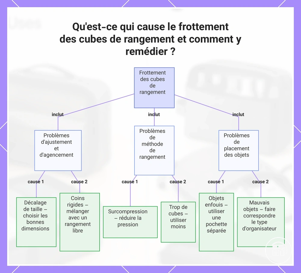 Qu'est-ce qui cause le frottement des cubes de rangement et comment y remédier ?
