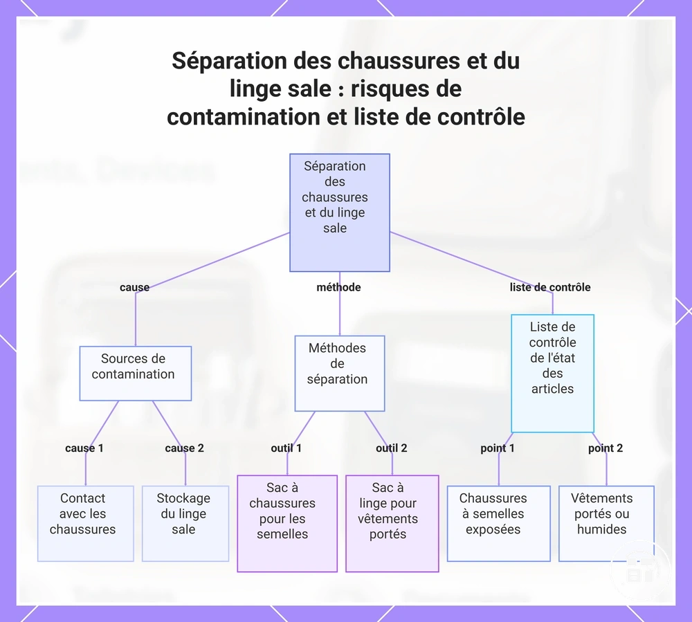 Séparation des chaussures et du linge sale : risques de contamination et liste de contrôle