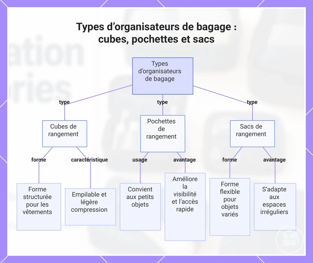 Types d’organisateurs de bagage : cubes, pochettes et sacs