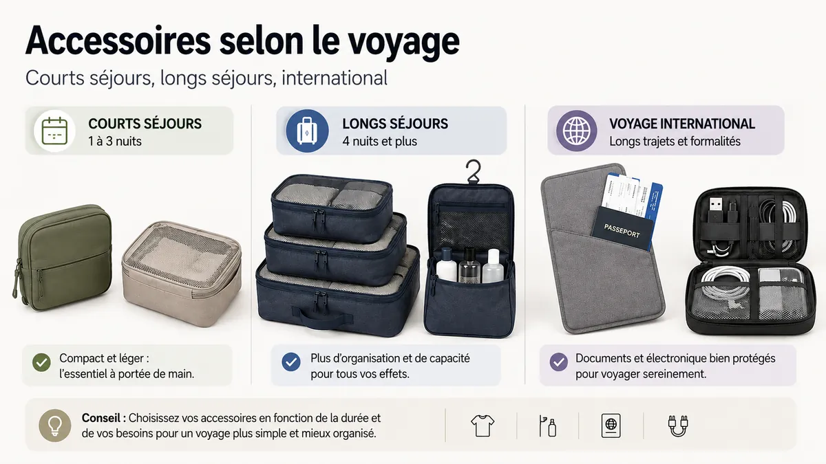 Accessoires d’organisation de voyage choisis pour courts séjours longs séjours et voyages internationaux
