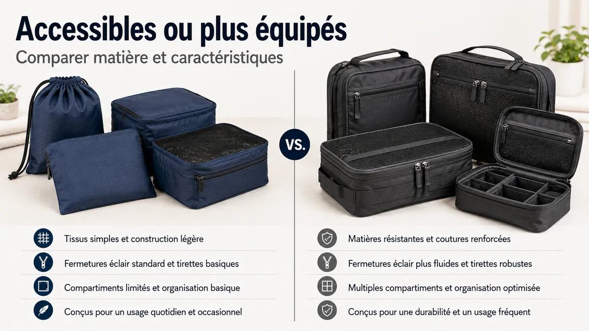 Accessoires d’organisation de voyage pas chers et haut de gamme comparés selon la matière et les caractéristiques