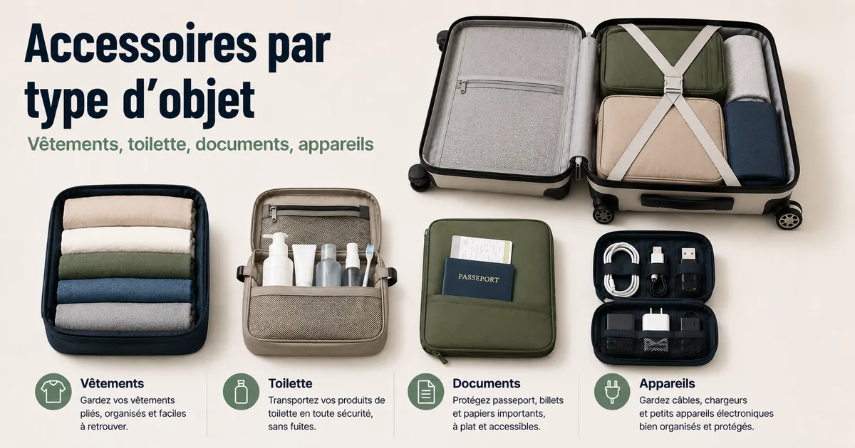 Accessoires d’organisation de voyage séparés pour vêtements toilette documents et appareils