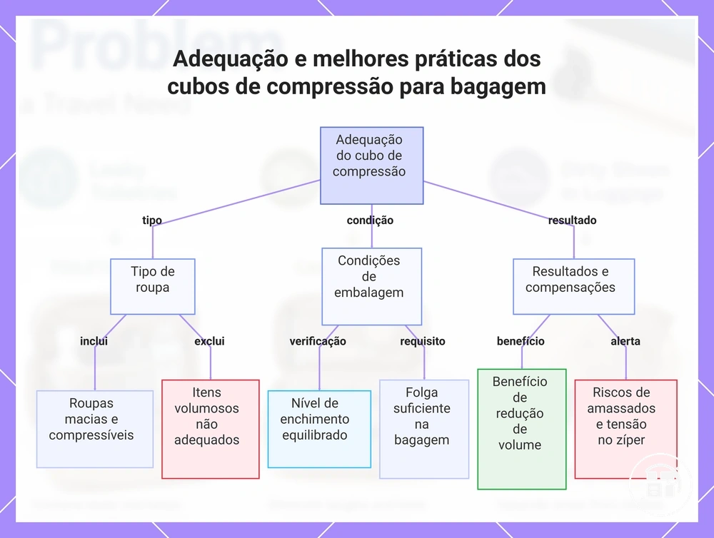 Adequação e melhores práticas dos cubos de compressão para bagagem