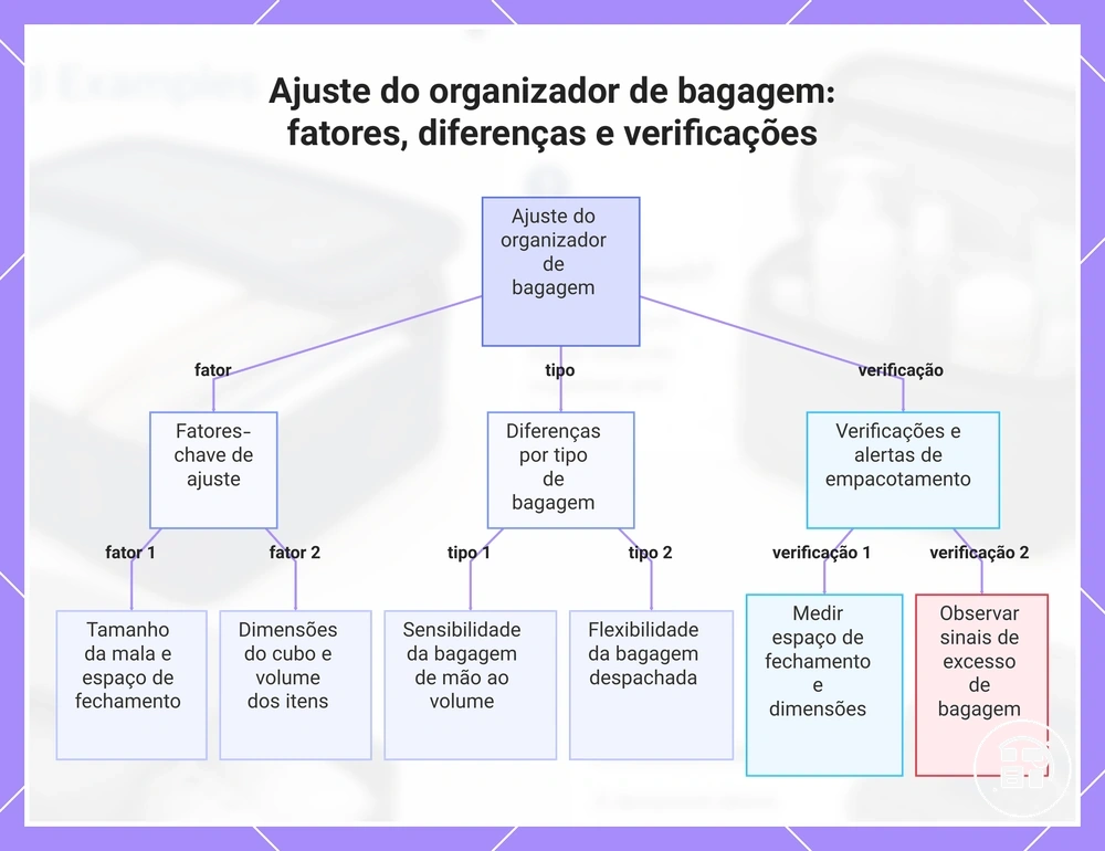 Ajuste do organizador de bagagem: fatores, diferenças e verificações