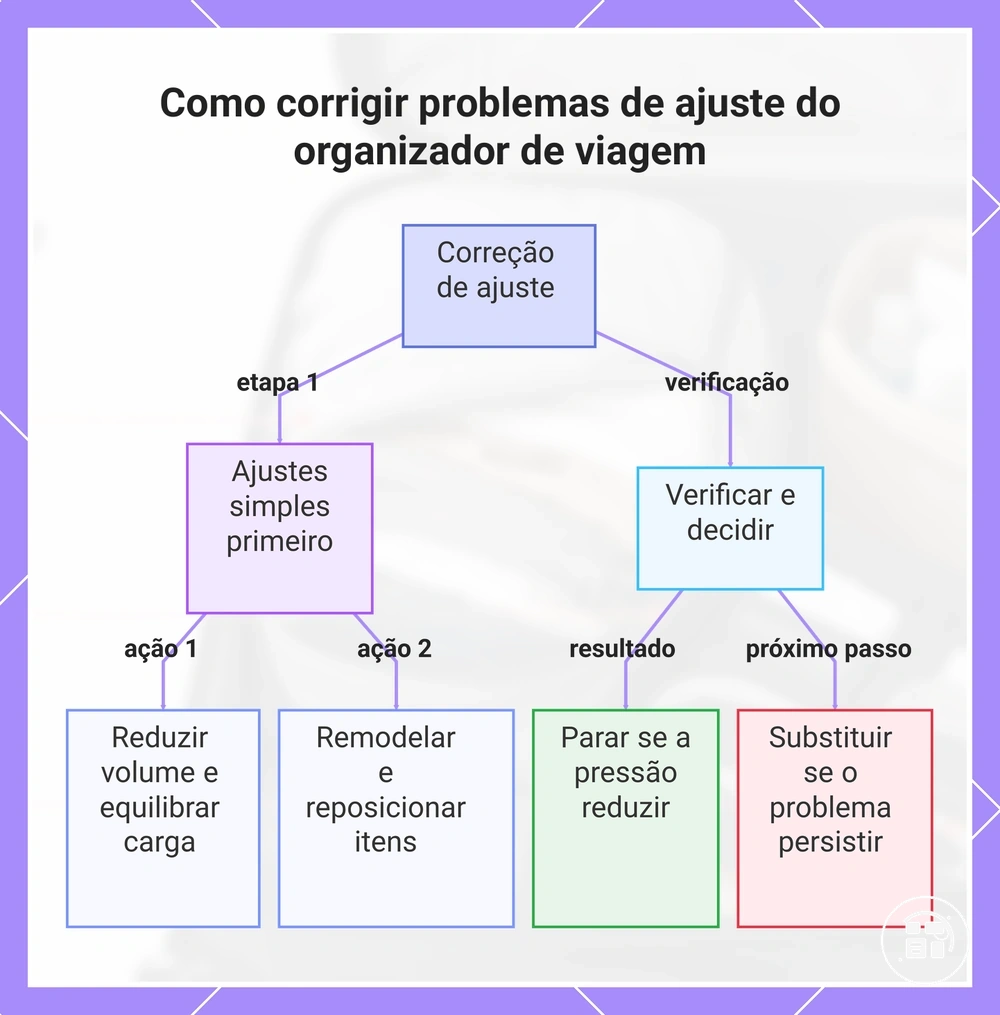 Como corrigir problemas de ajuste do organizador de viagem