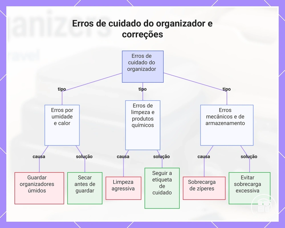 Erros de cuidado do organizador e correções