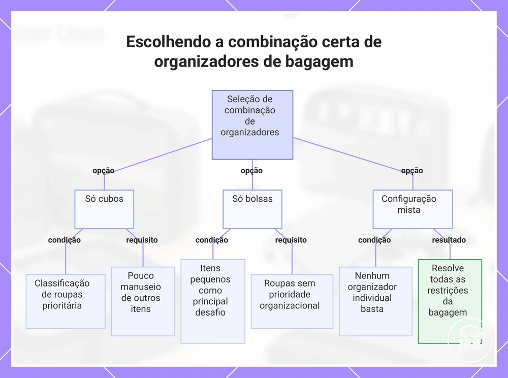 Escolhendo a combinação certa de organizadores de bagagem