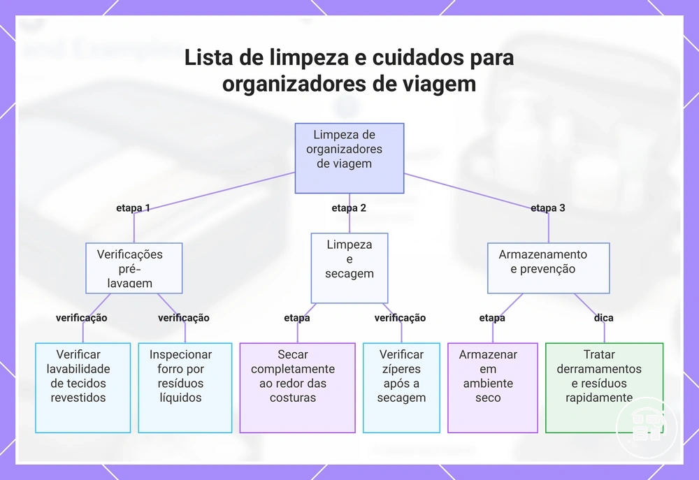 Lista de limpeza e cuidados para organizadores de viagem