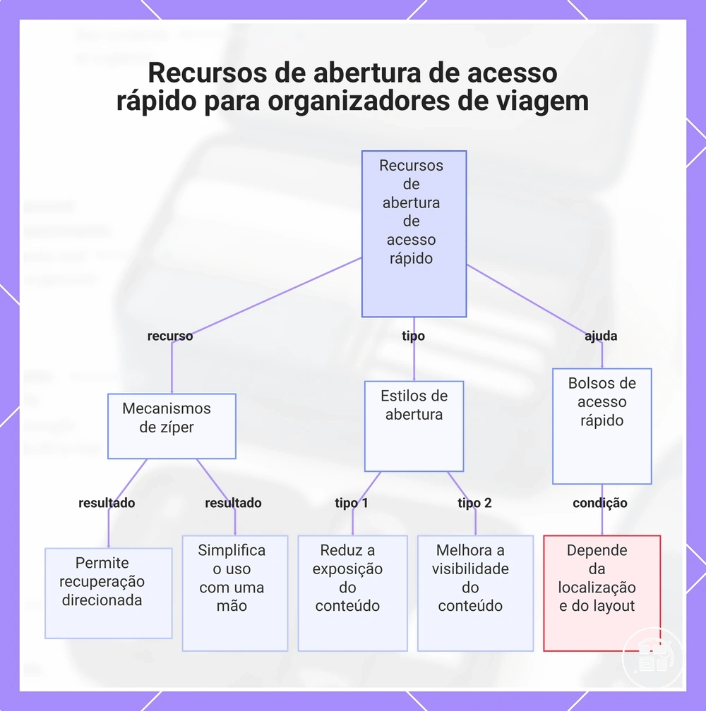 Recursos de abertura de acesso rápido para organizadores de viagem