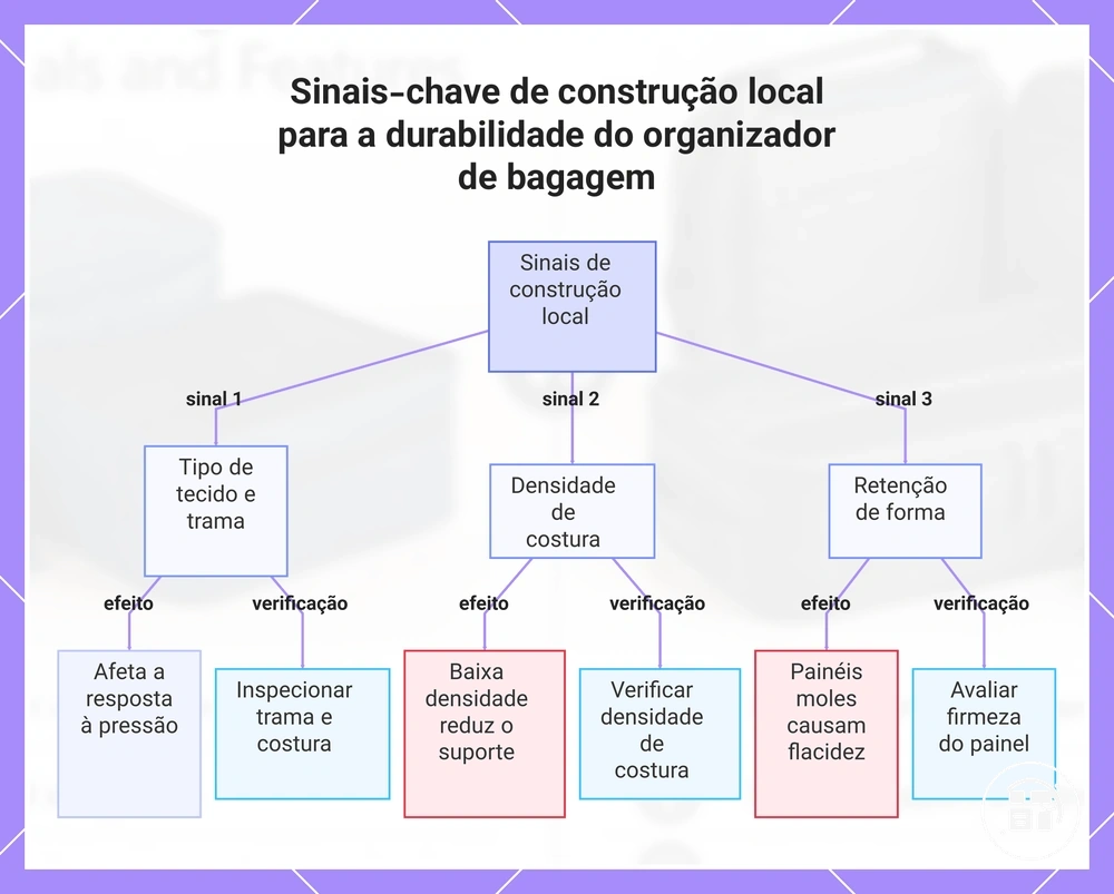 Sinais-chave de construção local para a durabilidade do organizador de bagagem