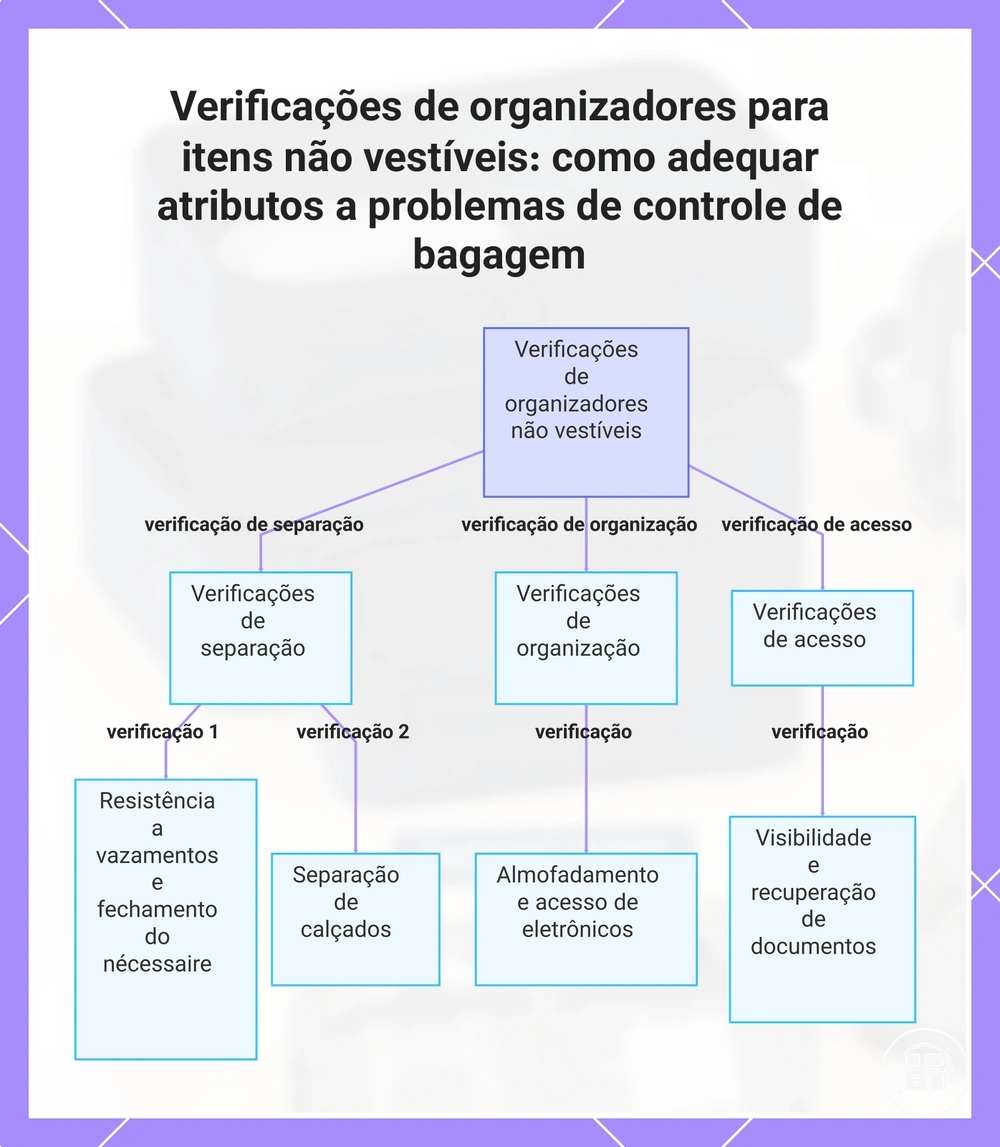 Verificações de organizadores para itens não vestíveis: como adequar atributos a problemas de controle de bagagem