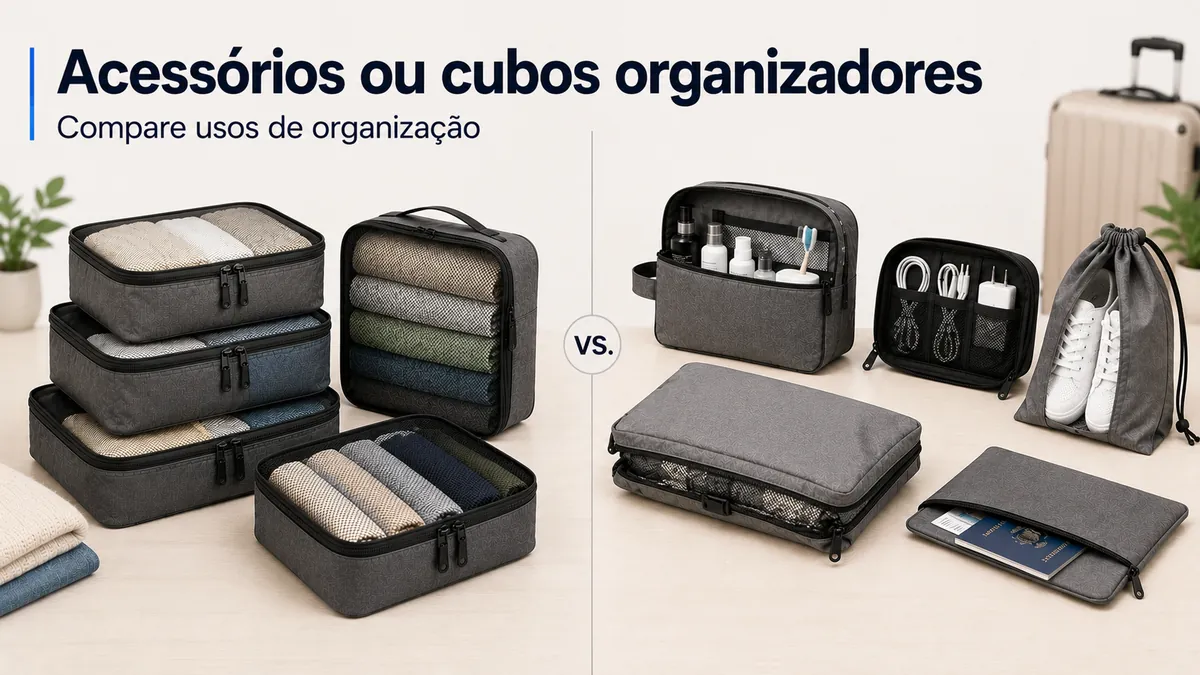 Cubos organizadores comparados com outros acessórios para organizar bagagem